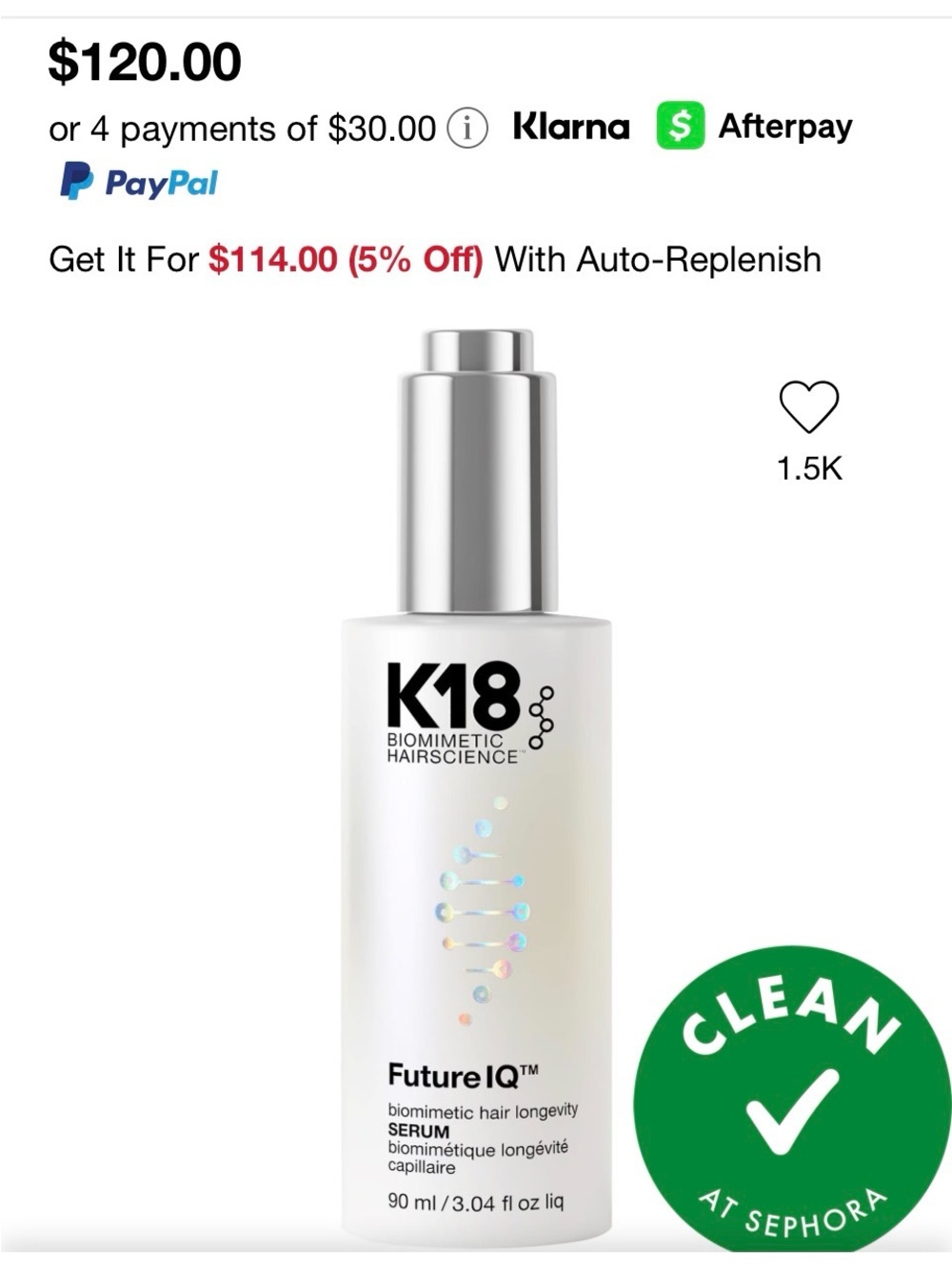 K18 Future IQ Biomimetic Hair Serum - White